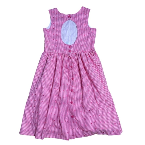 Rare Editions Pink Gingham Cherry Print Casual Midi Dress Girls 8/10 - Picture 7 of 7